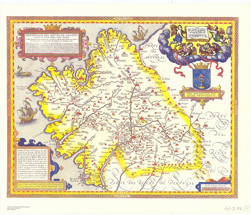 mapa do Antigo Reino de Galiza, feito por Ioannes Baptista Vrints (1603)