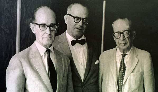 Guimarães Rosa com Drummond de Andrade e Manoel Bandeira.