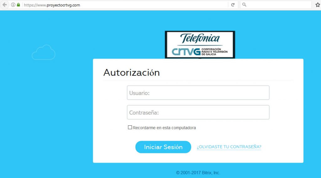 Captura de ecrã da página inicial de proyectocrtvg.com