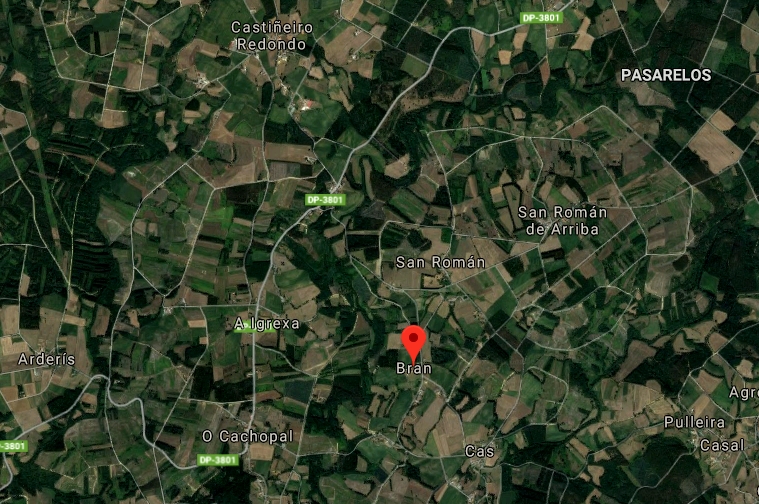 Mapa coa aldeia de Vram, em Oroso